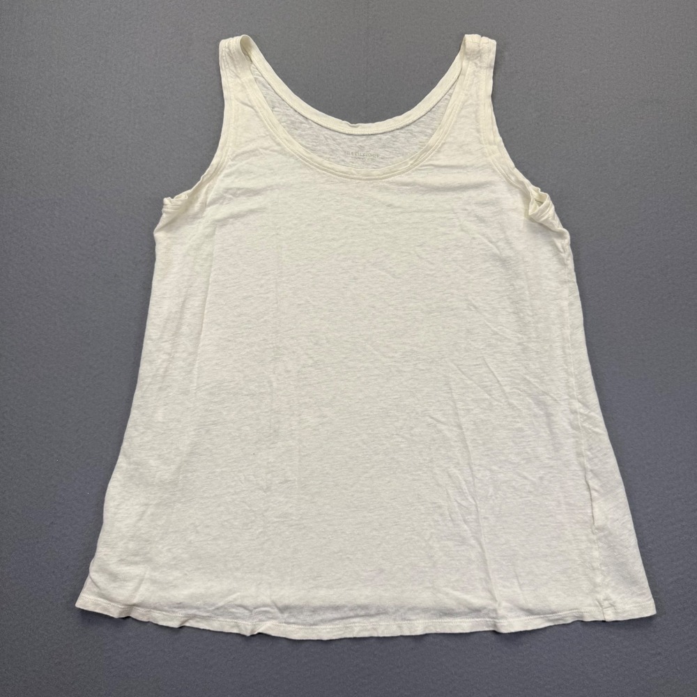 Eileen Fisher Womens White 100% Linen Scoop Neck Tank Top SBIZ Relaxed‎ Fit S